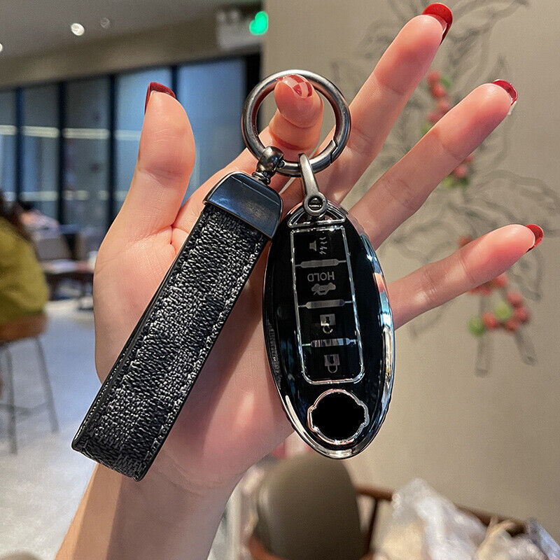 1x Carbon Fiber Styling Car Key Case For Nissan Infiniti Accessories