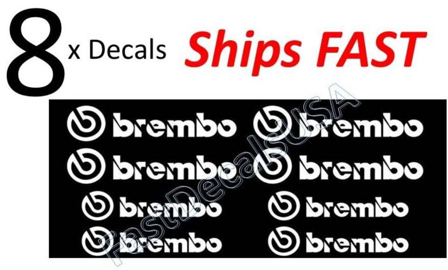 8 x Brembo Caliper Decal White Sticker - Heat Resistant - 
