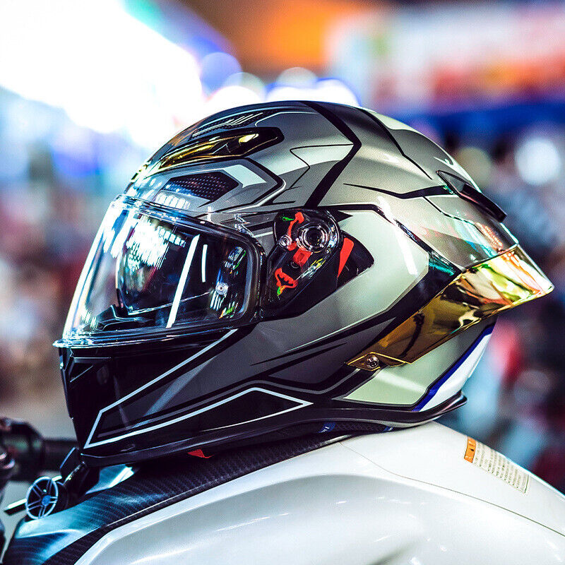 DOT Full Face Motorcycle Helmets with Dual Visor&Tail Motocross Racing Helmet