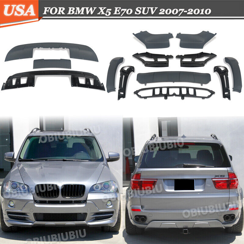 For  2007-2010 BMW E70 X5 SUV M Sport Body Kits Front Splitter+Rear Diffuser Lip