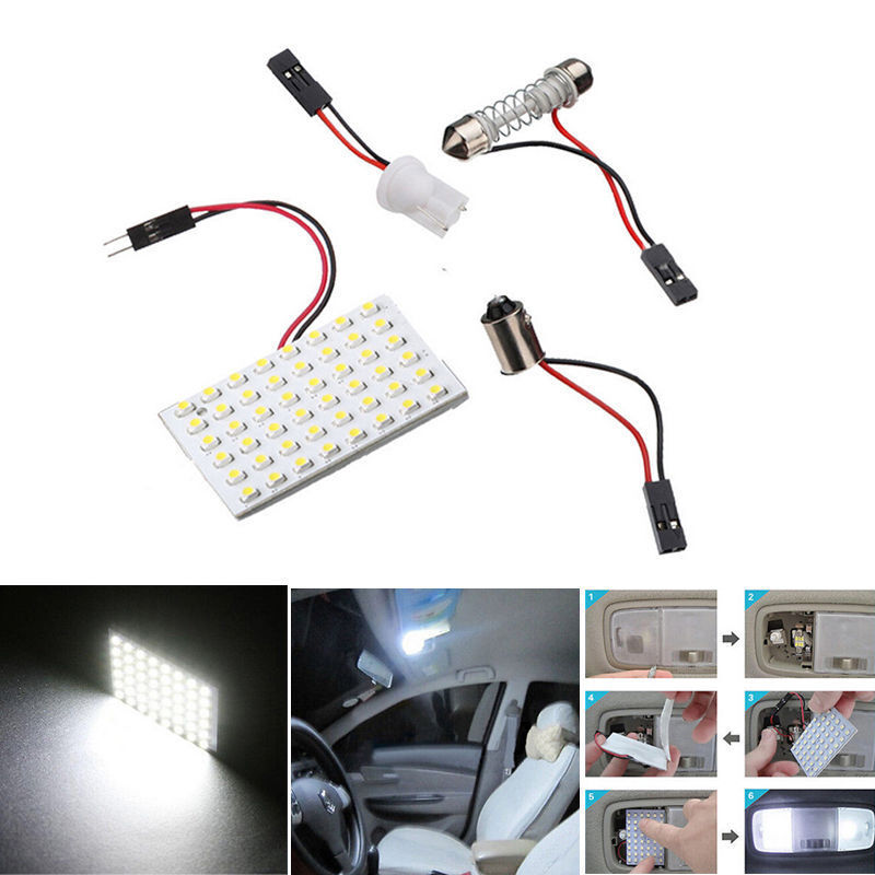 48 SMD COB LED T10 4W 12V White Light Car Interior Panel Lights Dome Lamp Bulb