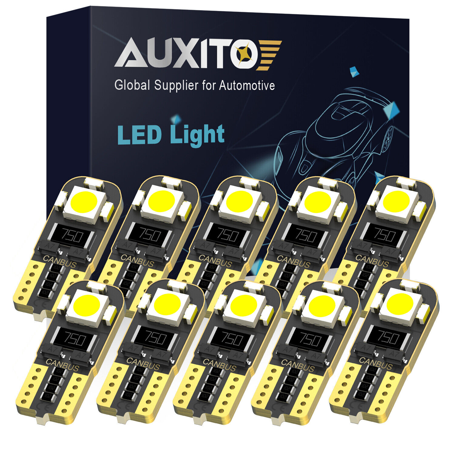 10x AUXITO T10 Wedge LED Interior License Plate Light Dome Bulb 192 168 194 2825