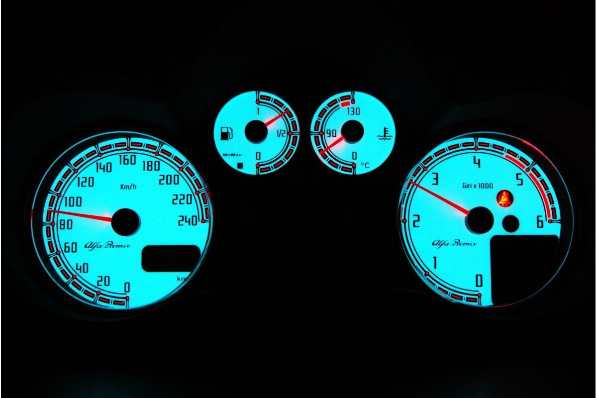Alfa Romeo 147 glow gauges dials plasma dials indiglo tacho glow GTA GT Style 2