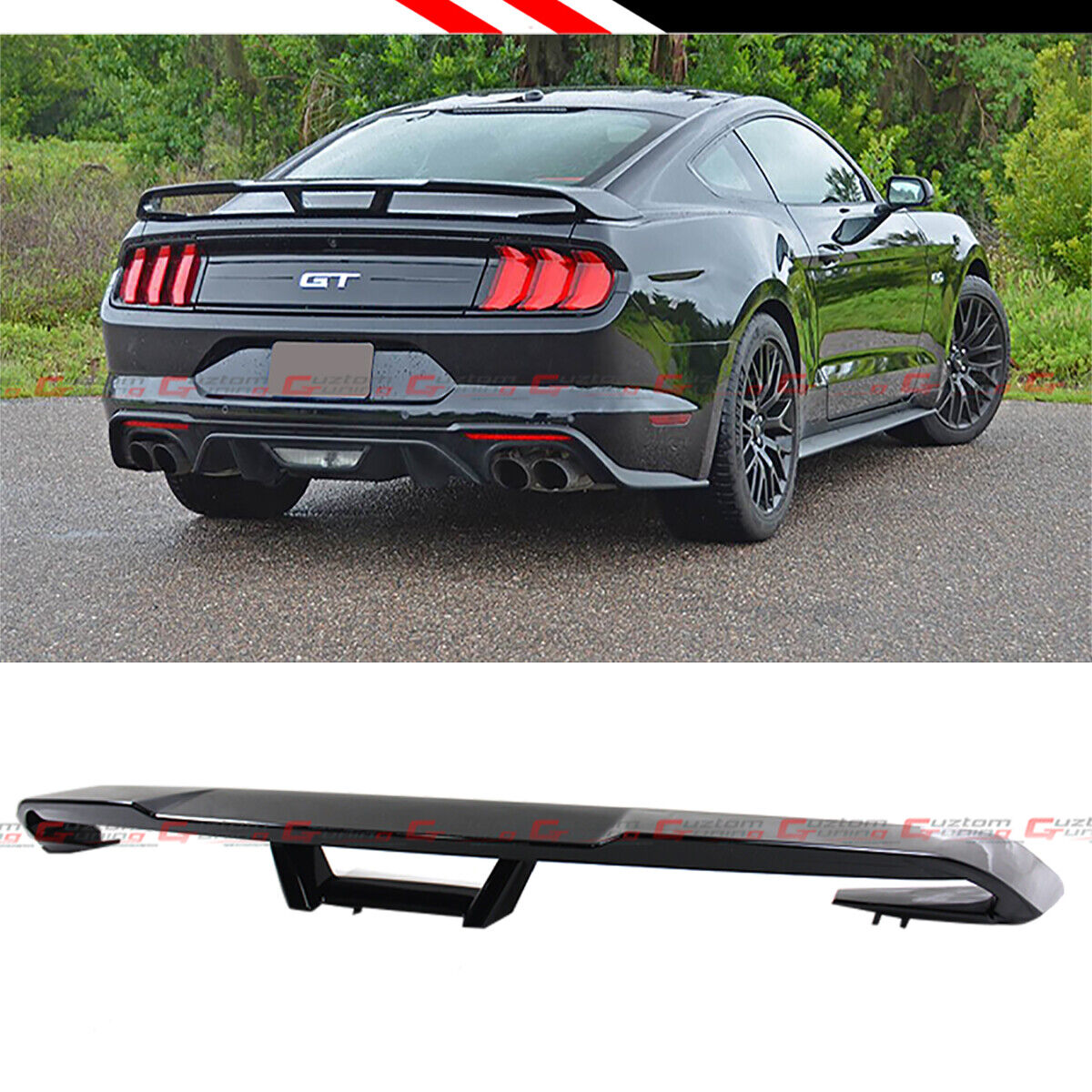 FOR 2015-2023 FORD MUSTANG S550 GT STYLE GLOSSY BLACK REAR TRUNK SPOILER WING