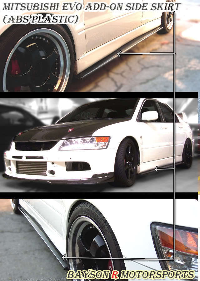 Fits 01-07 Mitsubishi EVO 7 8 9 Optional Add-On Side Skirts Extensions