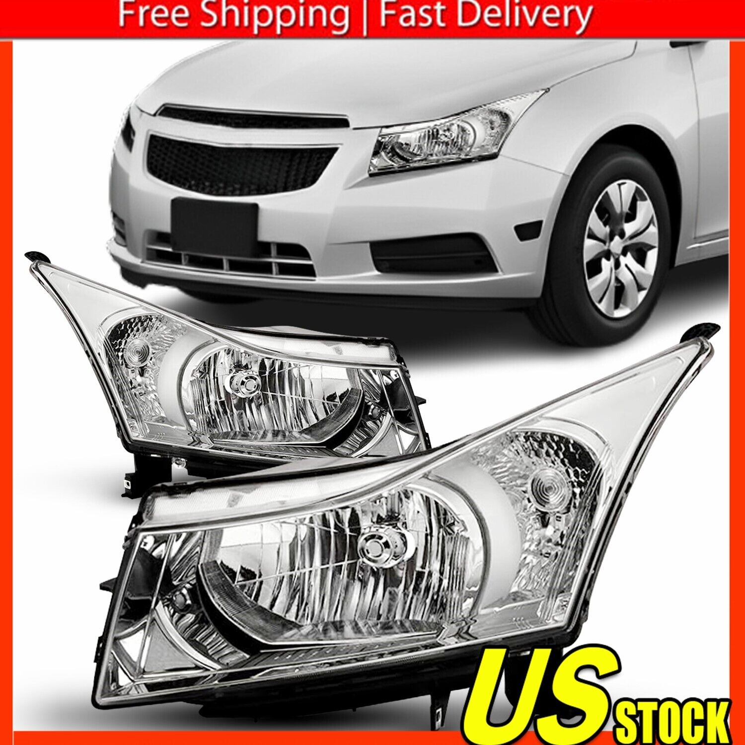 For 2011-2015 Chevy Cruze & Passenger Side Driver Headlight Replacement 2PCS USA