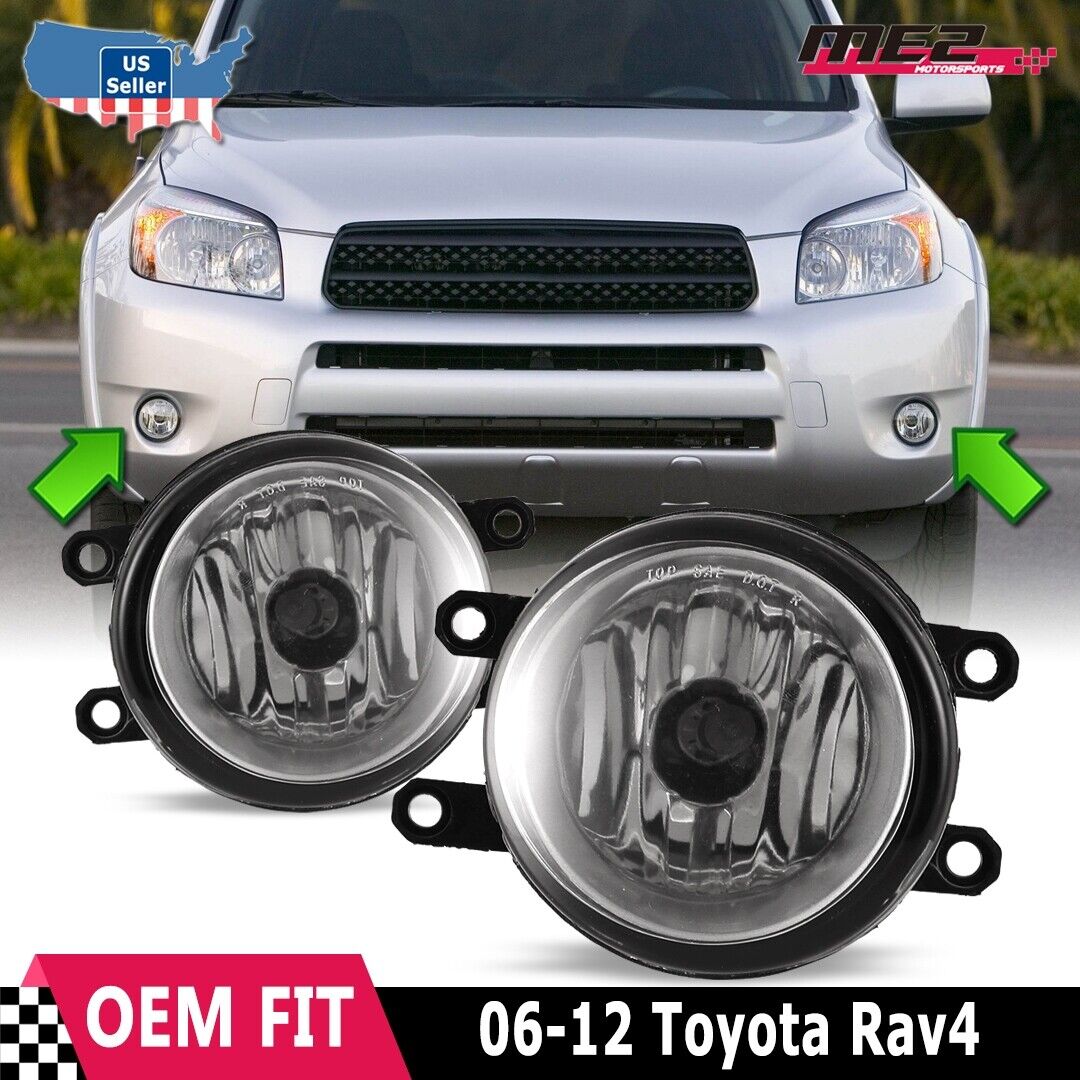For 06-12 Toyota RAV4 Factory Front Bumper Replacement Fog Lights Clear w/ Bulbs