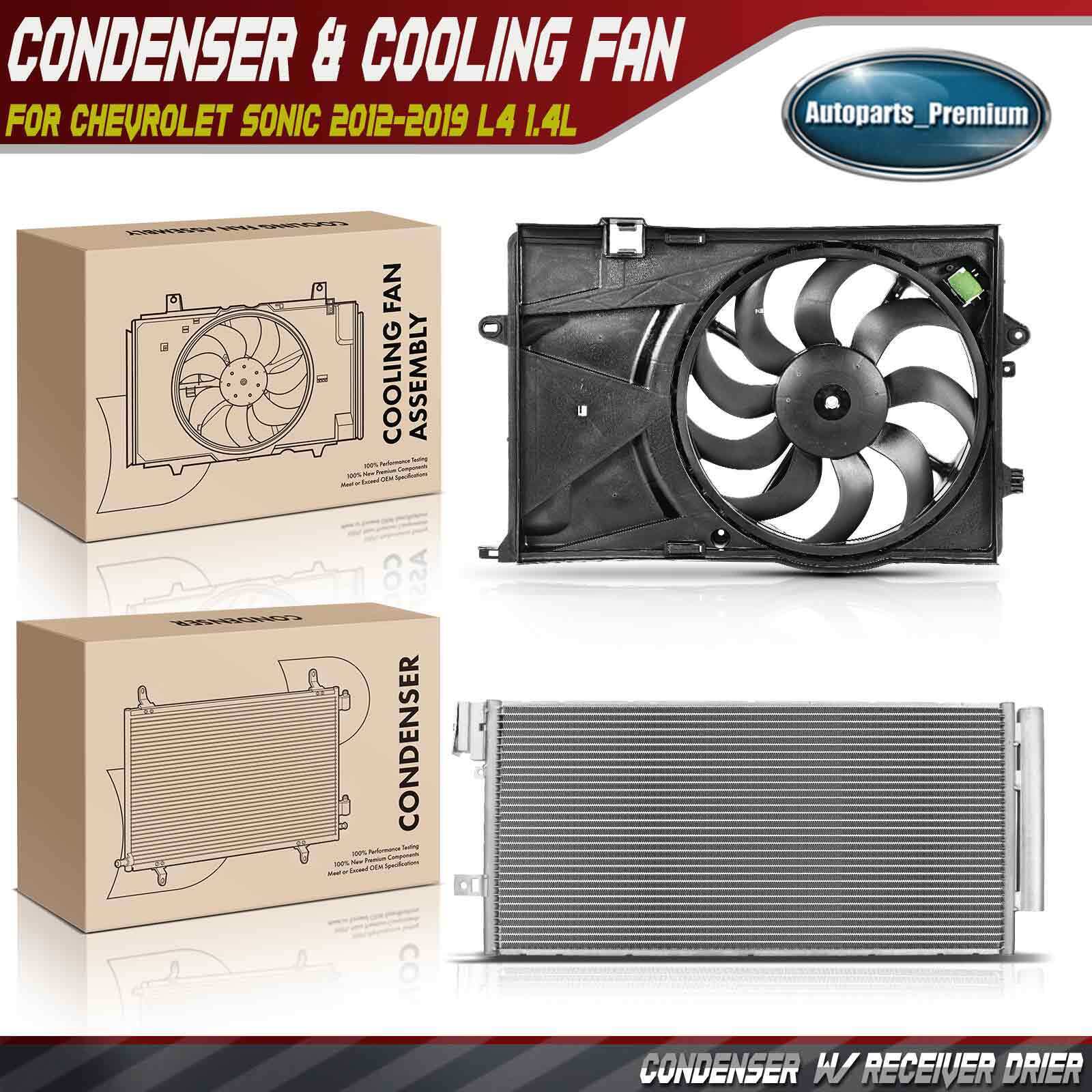 A/C Condenser & Cooling Fan Assembly Kit for Chevrolet Sonic 2012-2019 L4 1.4L