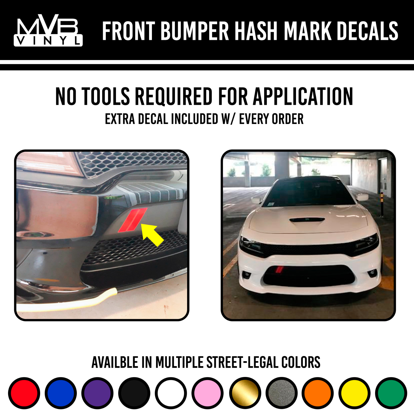 Front Bumper Hash Marks Vinyl Decal For Charger Cars