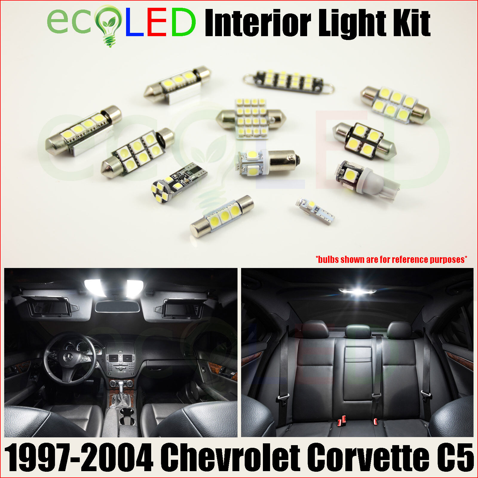 Fits 1997-2004 Chevy Corvette C5 WHITE LED Interior Light Package Kit 19 Bulbs
