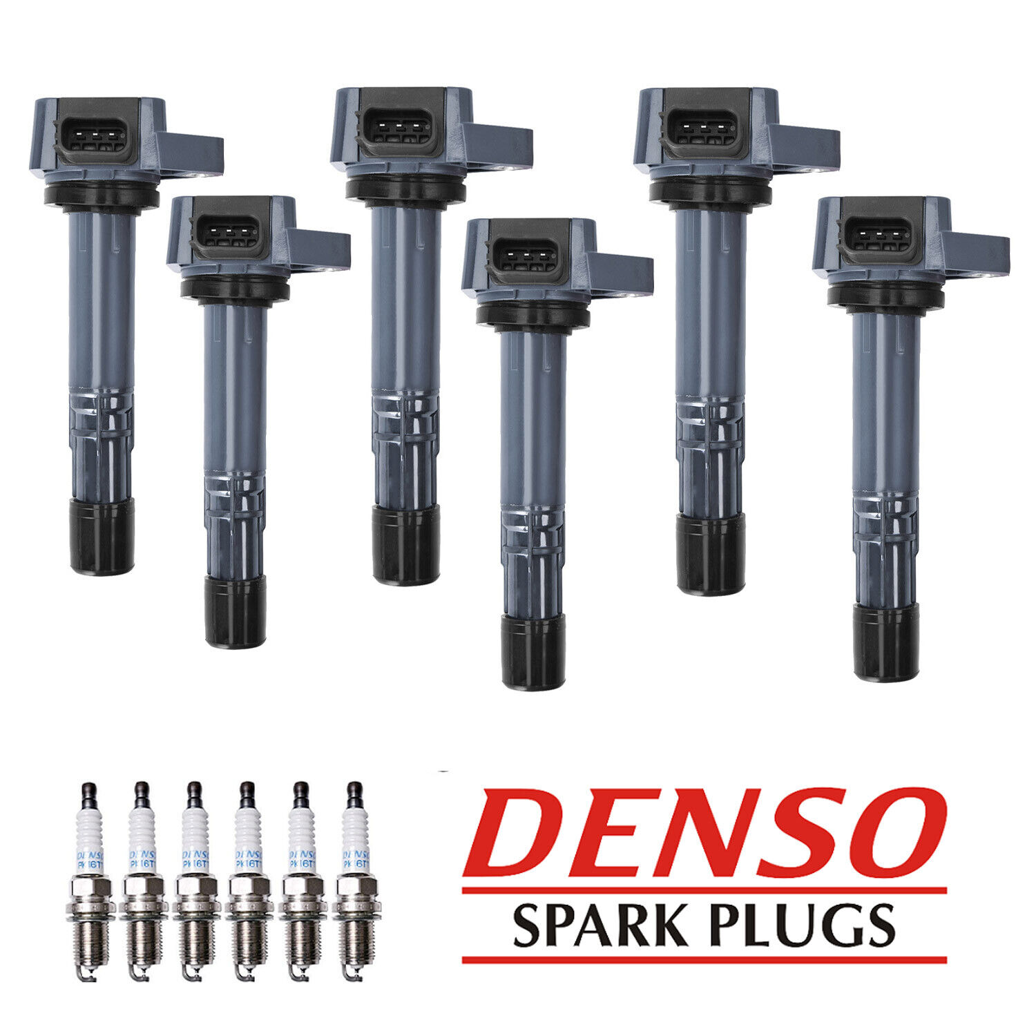 6 Ignition Coil & Denso Platinum Spark Plug For Honda Acura Saturn 3.2L 3.5L