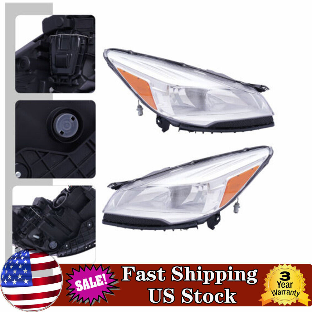 Headlight Set For 2013 2014 2015 2016 Ford Escape Left+Right Headlamp Assembly