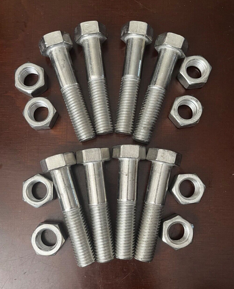 5/8-11 x 3-1/2” 316 Stainless Steel Hex Head Bolts With Nuts (8 each/16 total)