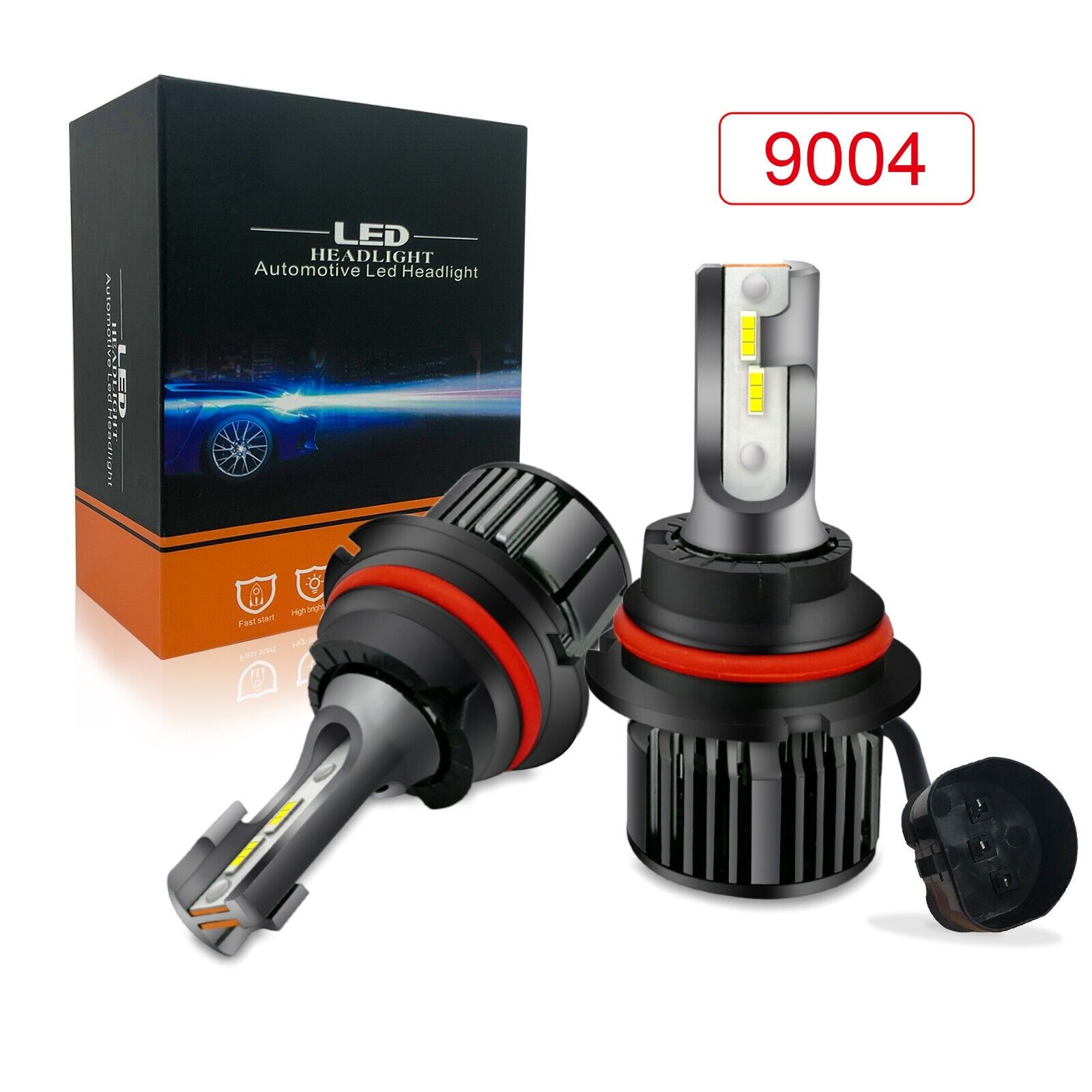 130W 13000LM 4 Sides LED Headlight HB1 9004 Hi/Lo Beams 6000K Bulbs