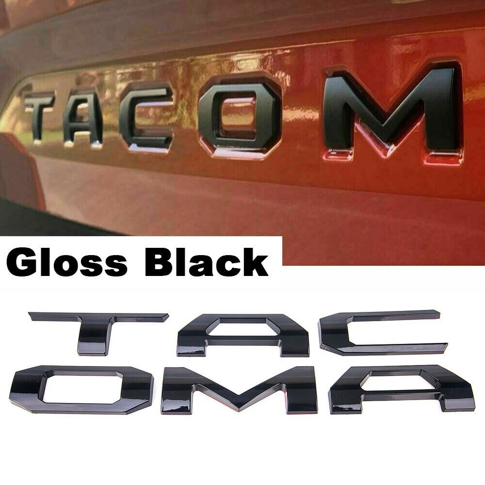 3D Raised Tailgate Insert Letters fit 2016-2023 Tacoma Badge Emblems GLOSS BLACK
