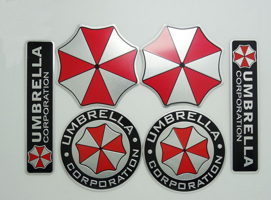 6pcs Resident Evil Umbrella Corporation Car Emblem Badge Decals Stickers New