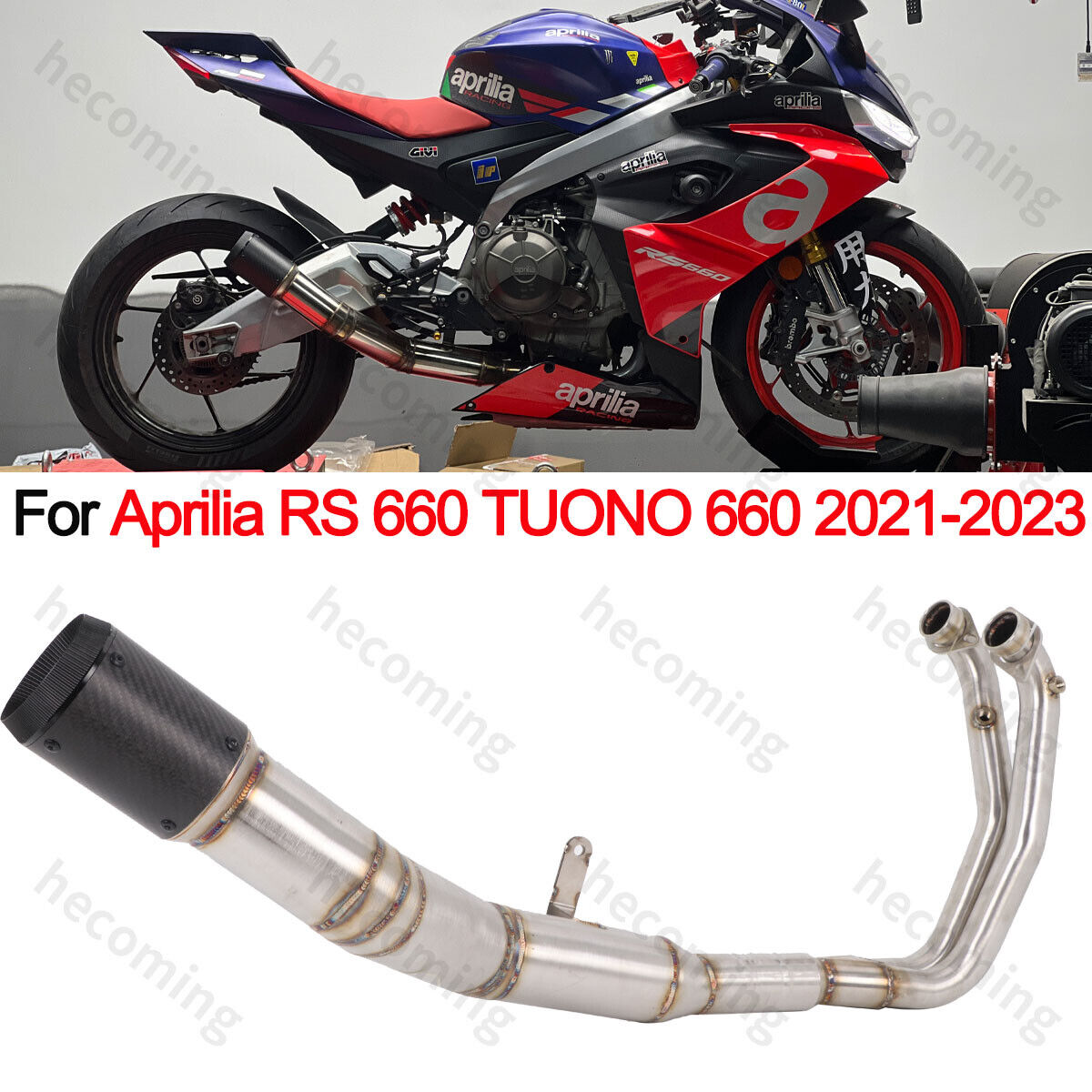 Full Exhaust System Pipe For Aprilia RS 660 TUONO 660 21-23 Carbon Fiber Muffler