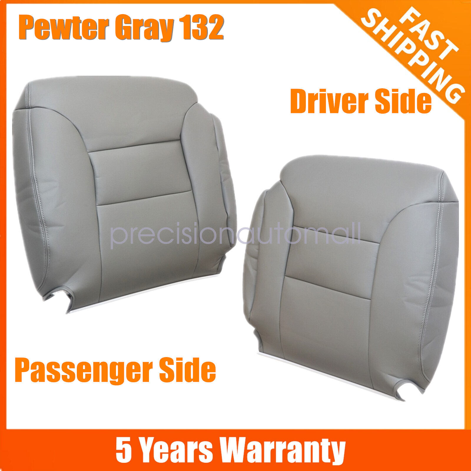Driver & Passenger Side Top Seat Cover Gray For 95-99 GMC Sierra Chevy Silverado