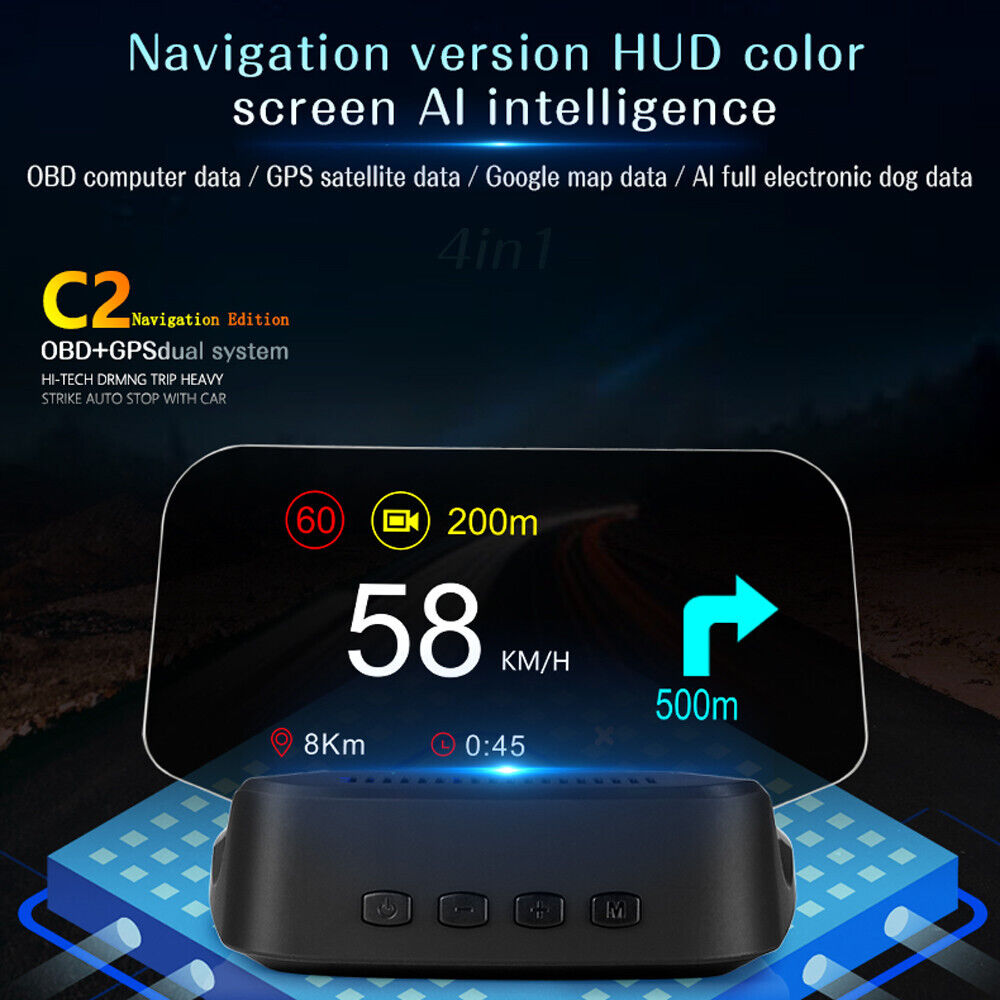 C2 Head Up Display Car Speedometer Obd2 EOBD Navigation Bluetooth connectivity