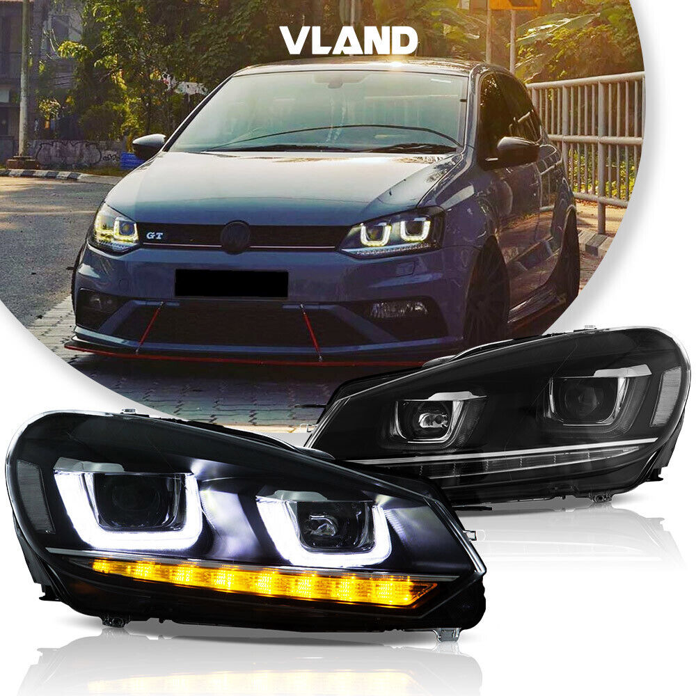 For 2010-2014 VOLKSWAGEN Golf6 MK6/Jetta Wagon LED Headlights Sequential A Pair