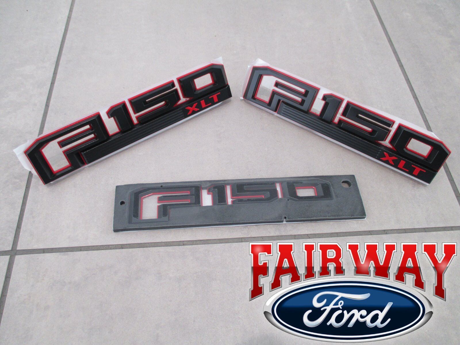 15 thru 20 F-150 OEM Ford Special Edition RED Fender & Tail Gate Emblem Set XLT