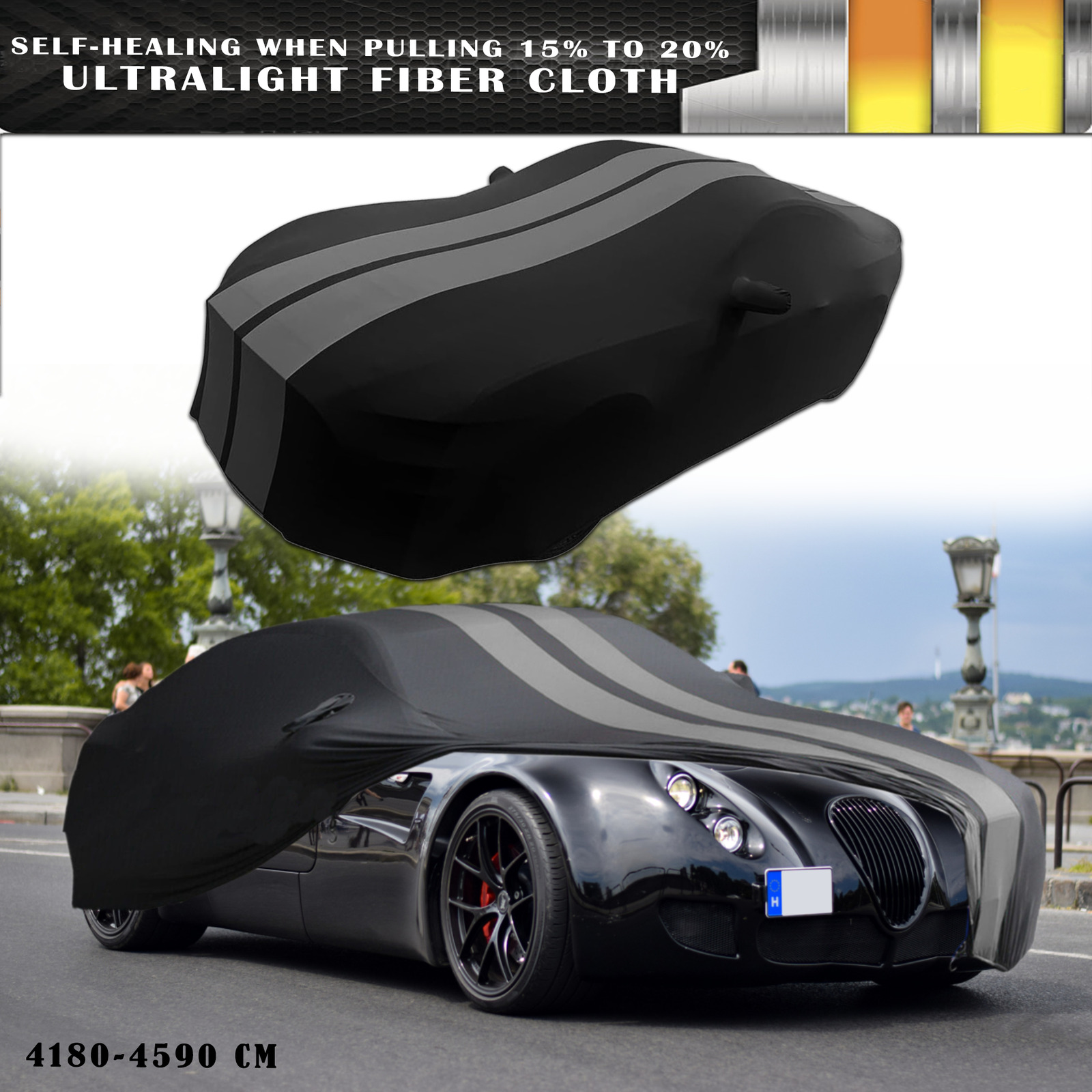 For Wiesmann GT Indoor Car Cover Satin Stretch Black/Grey