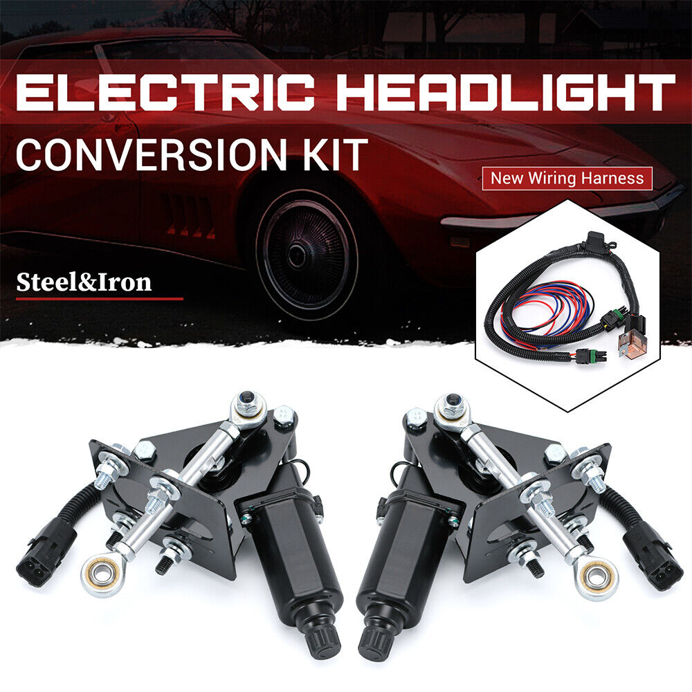 For C3 Corvette 68-82 Electric Headlight Motor Conversion Kit True Plug and Play