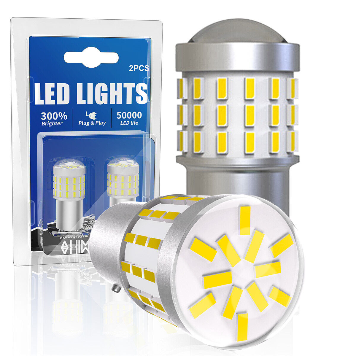 1156 7506 LED Reverse Backup Light Bulbs White 6000K Canbus Error Free 2x