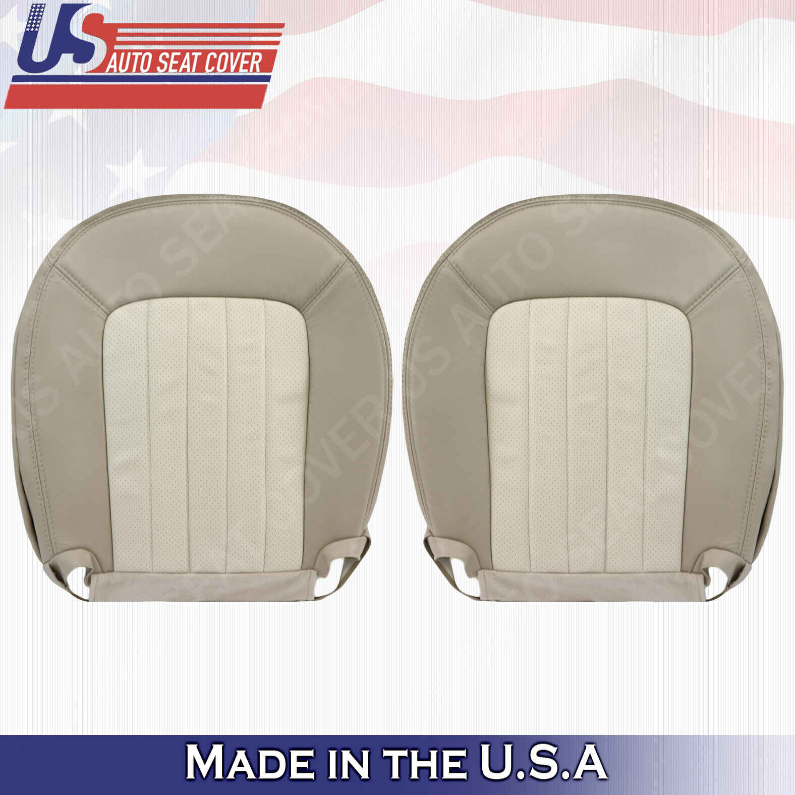 2002 TO 2005 Mercury Mountaineer FRONT BOTTOMS Perf Leather Cover 2tone Tan