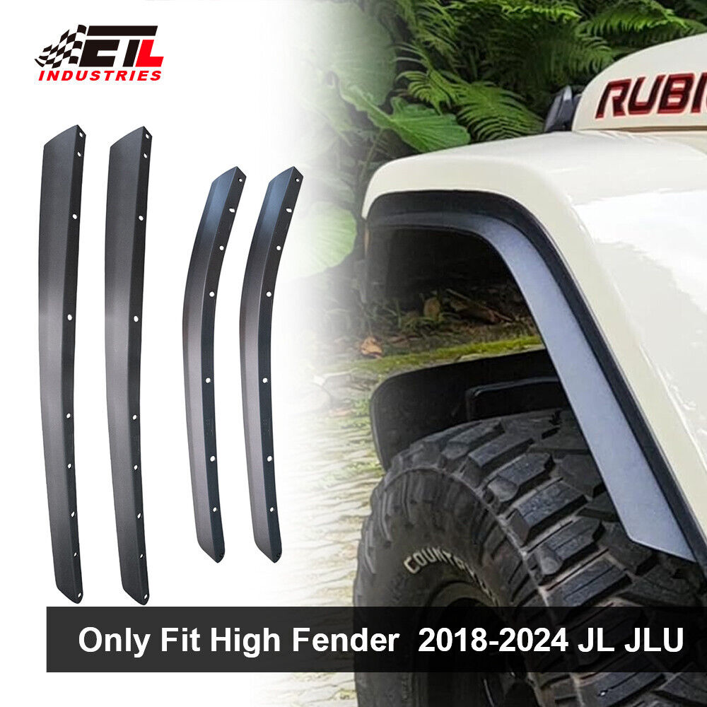 Front & Rear Fender Flares Extensions Set for 2018-2024 for Jeep Wrangler JL JLU