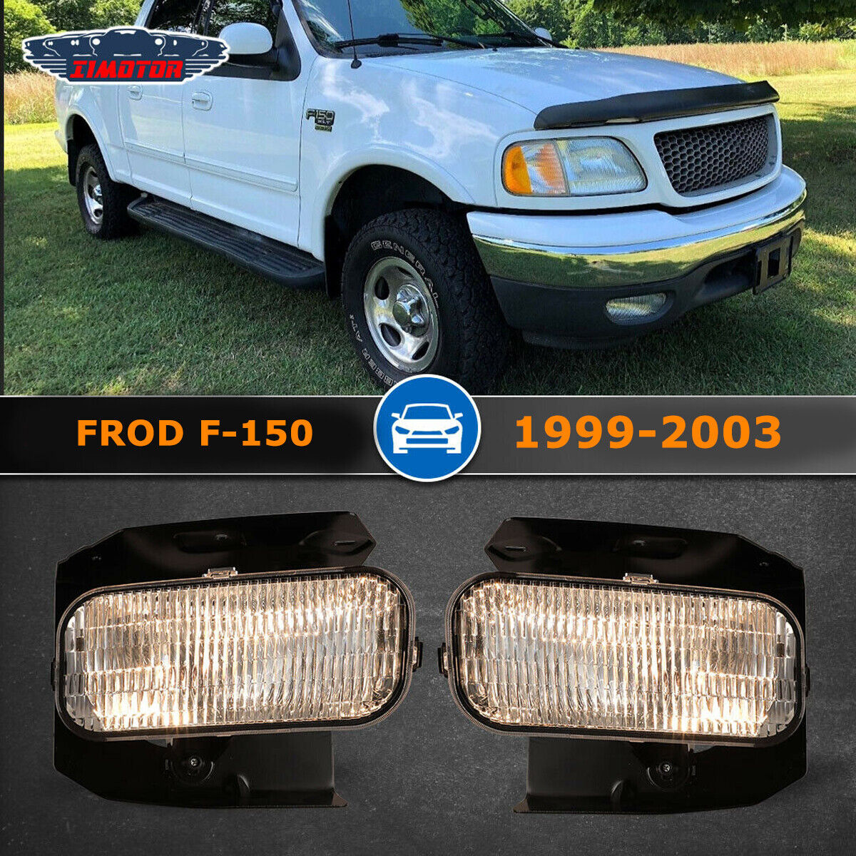 For 99-03 Ford F-150 Expedition Driving Bumper Fog Lights Lamps Clear Lens Pair