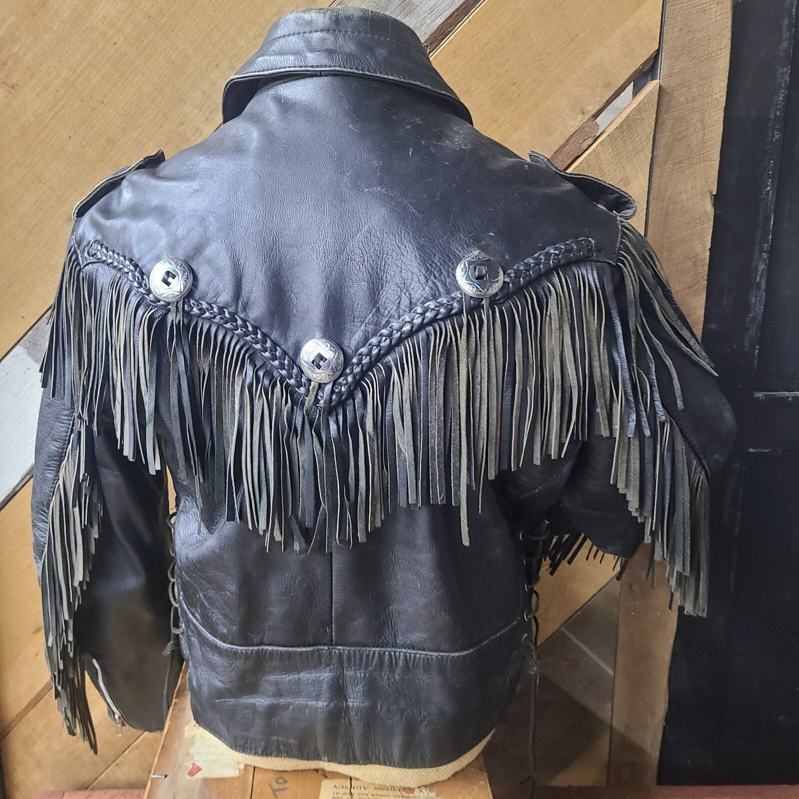 Vintage 80’s Fureal LTD Black Cow Hide Leather Jacket- W/Fringe- Men\'s XL