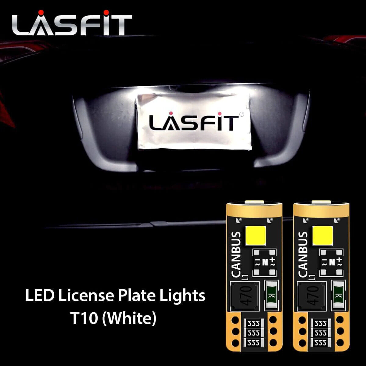 2X LASFIT T10 LED License Plate Light Bulbs White 168 194 W5W 2825 Plug and Play