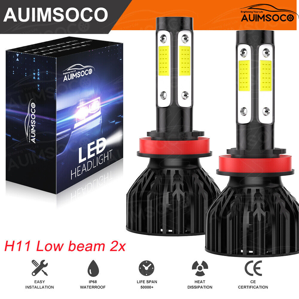 2Pcs H11 LED Headlight white Low beam lamp combo kit For Chevy Malibu2004-2021