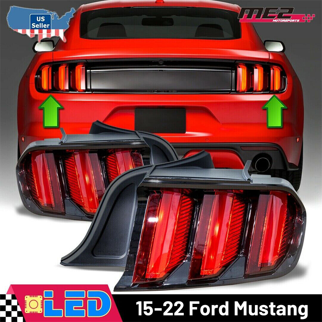 For 2015-2022 Ford Mustang LED Tail Lights Sequential Turn Signal Red Brake Lamp