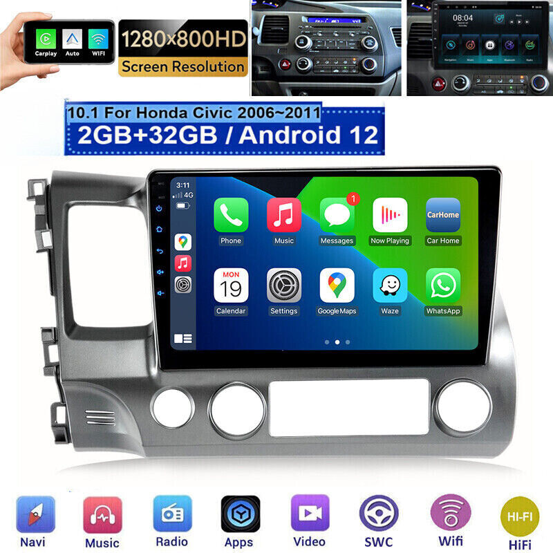 Apple CarPlay For Honda Civic 2006-2011 Android 12 Car Stereo Radio 2+32G  New