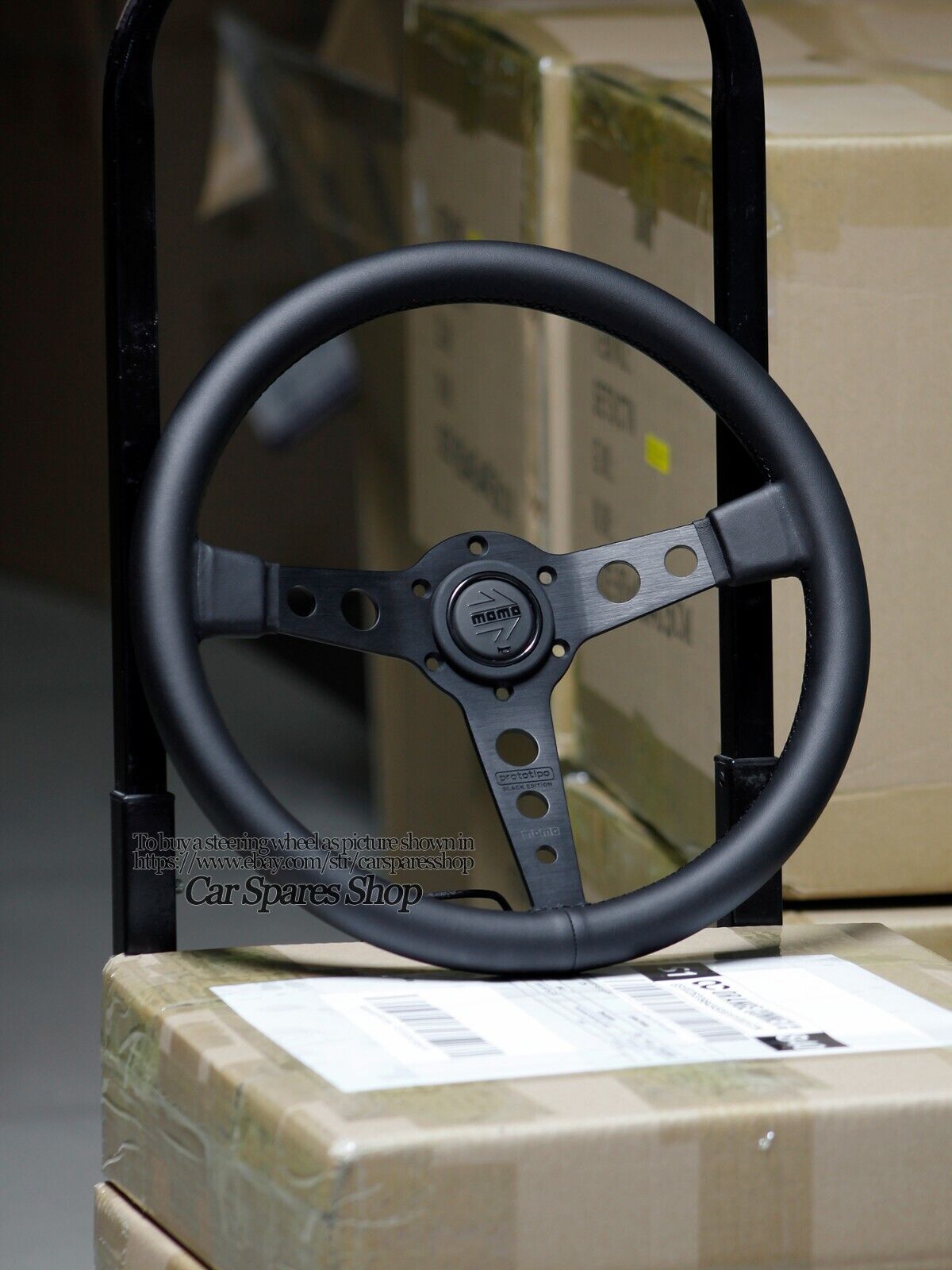 MOMO prototipo P5 Black Edition 350mm 14\' Genuine Leather Sport Steering Wheel