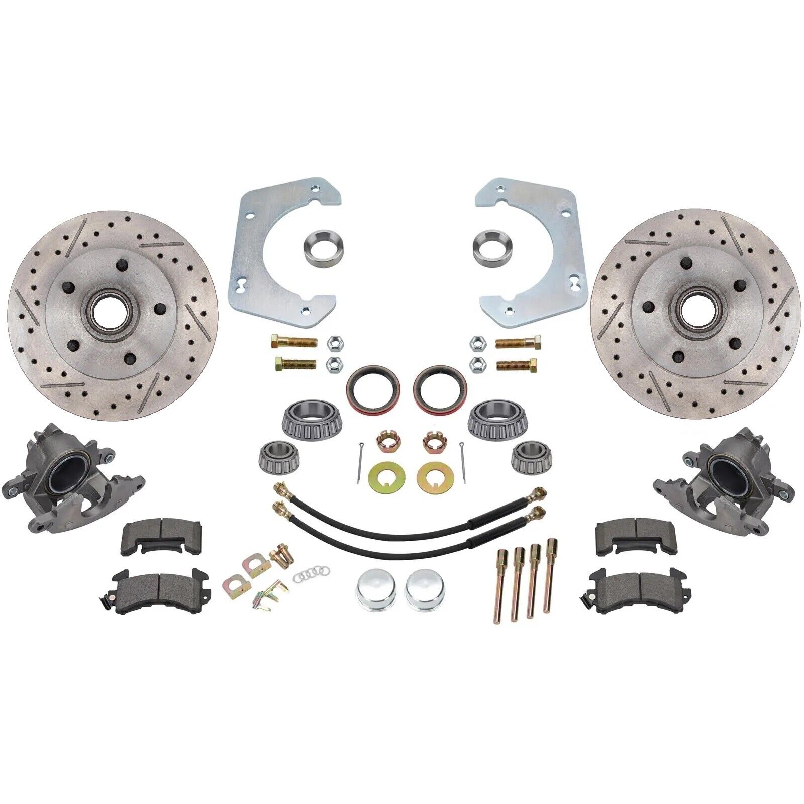 GM Mid-size to 1949-54 Fits Chevy Spindle, Deluxe Kit Drilled/Slotted