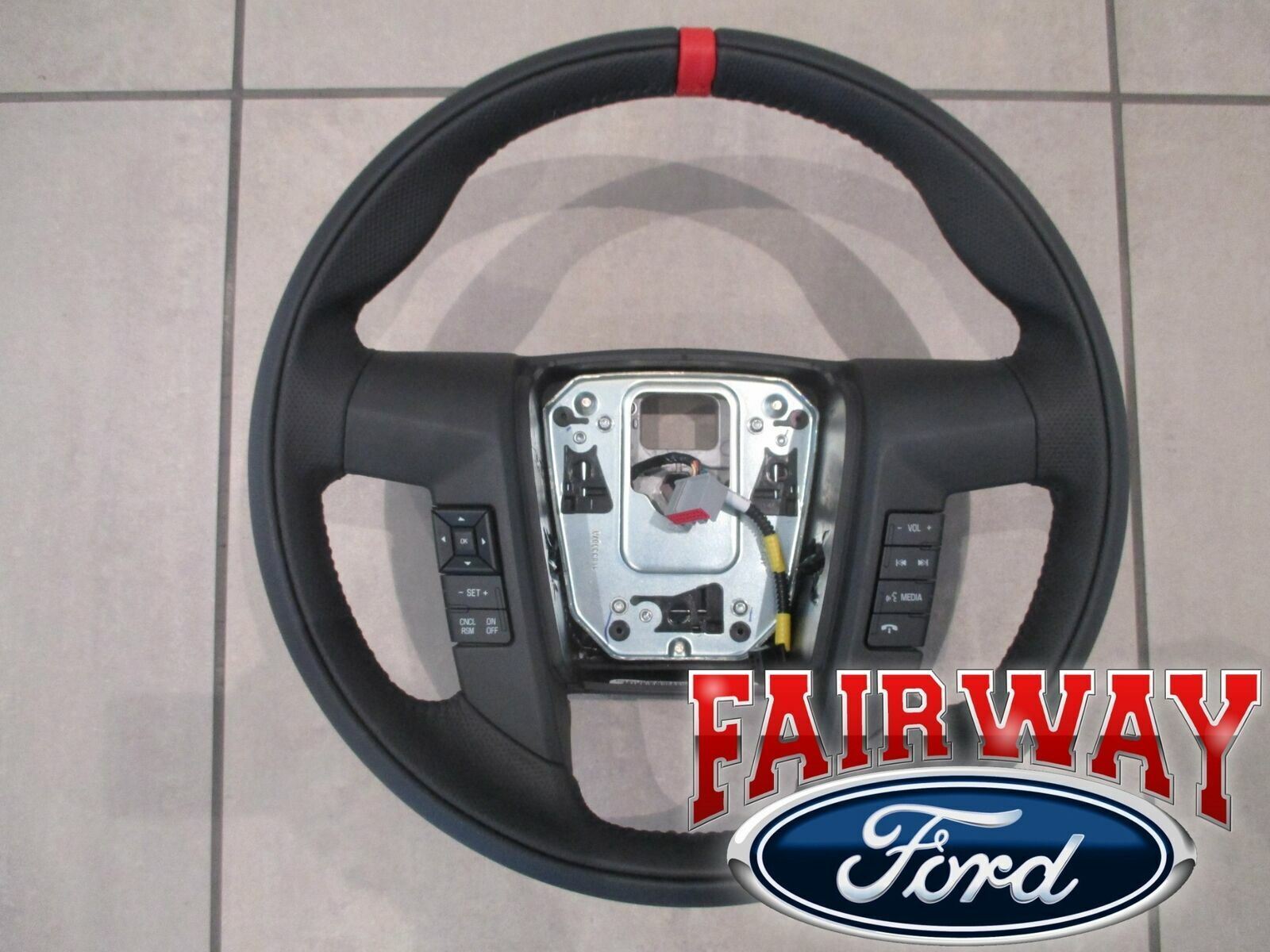 11 thru 14 F-150 OEM Ford Leather Red Accent Steering Wheel BL3Z-3600-CB RAPTOR