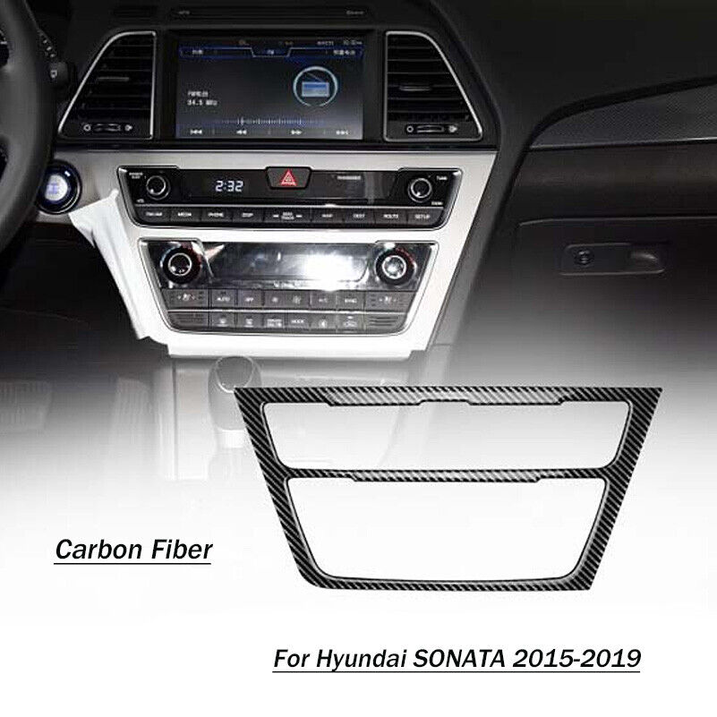 Carbon Fiber Central Console AC Switch Panel Cover Trim For Hyundai Sonata 15-19