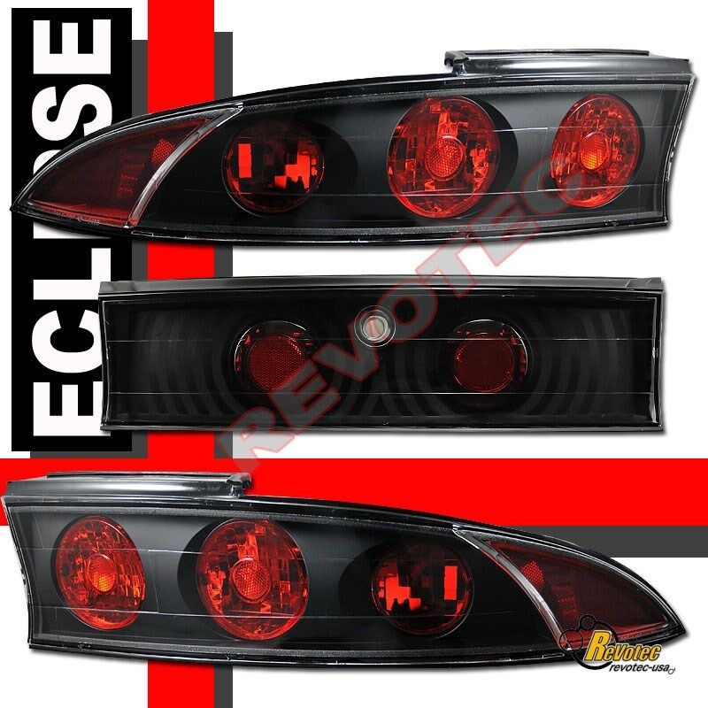 95-99 Mitsubishi Eclipse GT Black Tail Lights Lamps 1 Pair