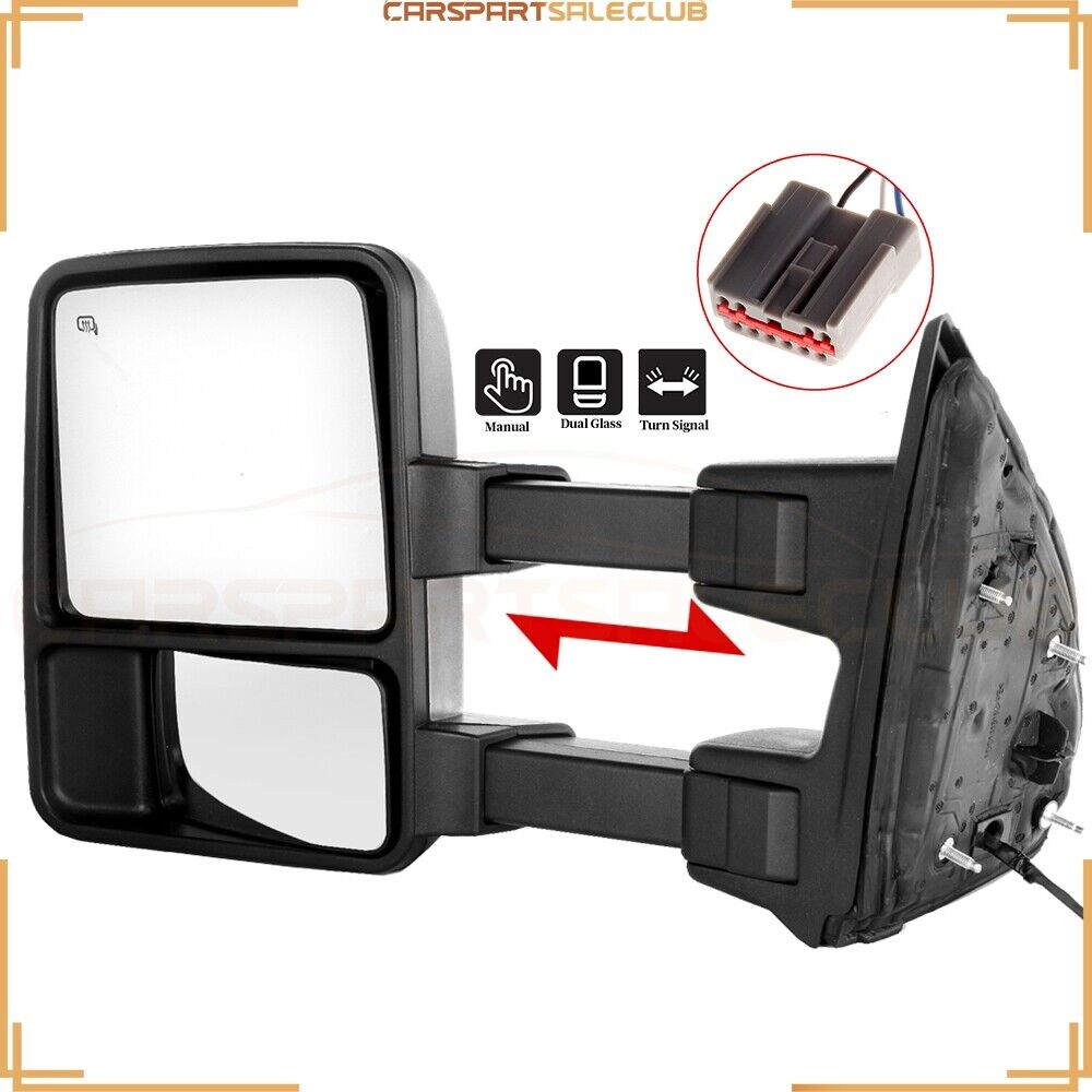 1 X Left LH Side Tow Mirror Telescop Manual Signal For Ford F250-F550 2003-2007