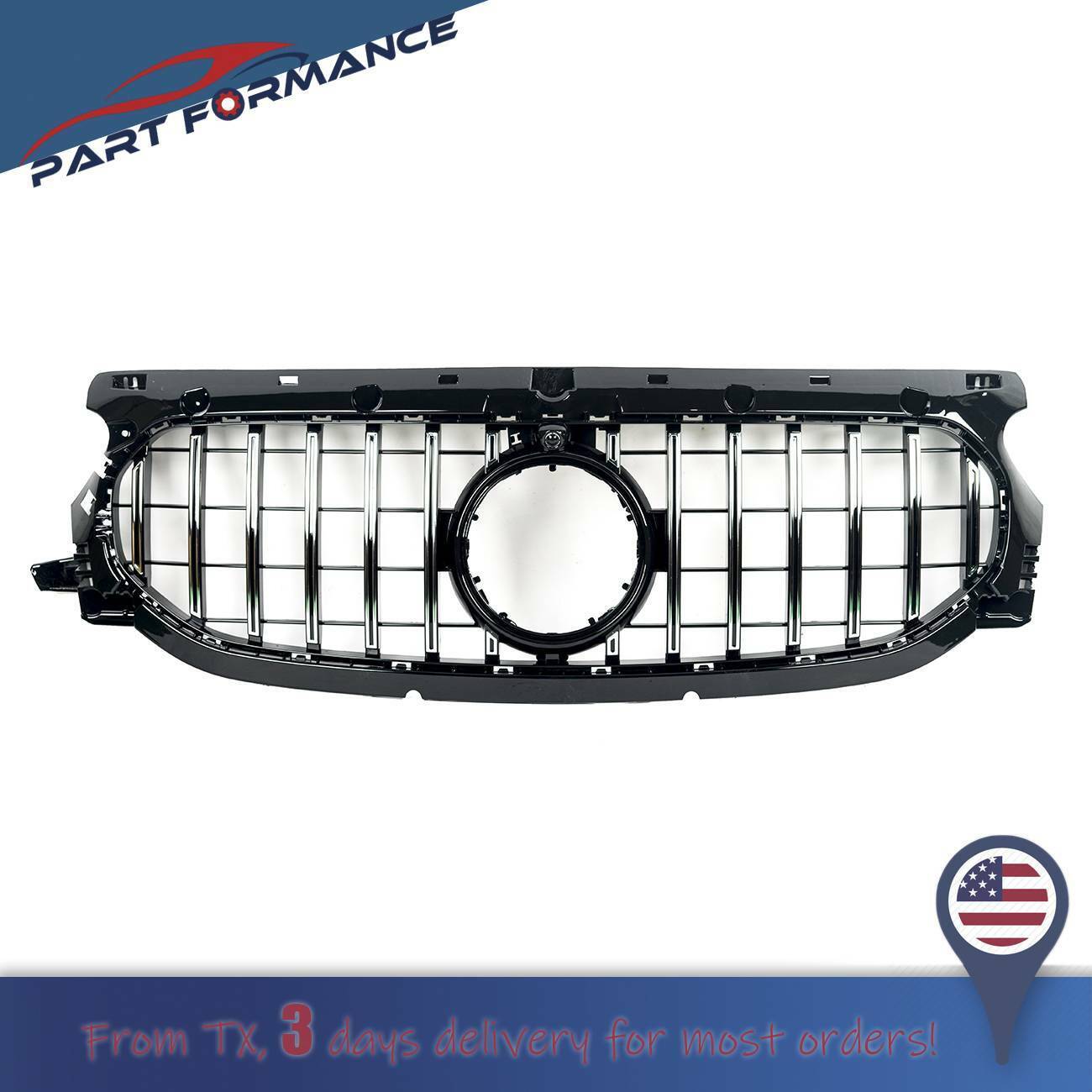 GT/Panamericana Front Grille For H247 GLA-Class 2020-ON Chrome/Black