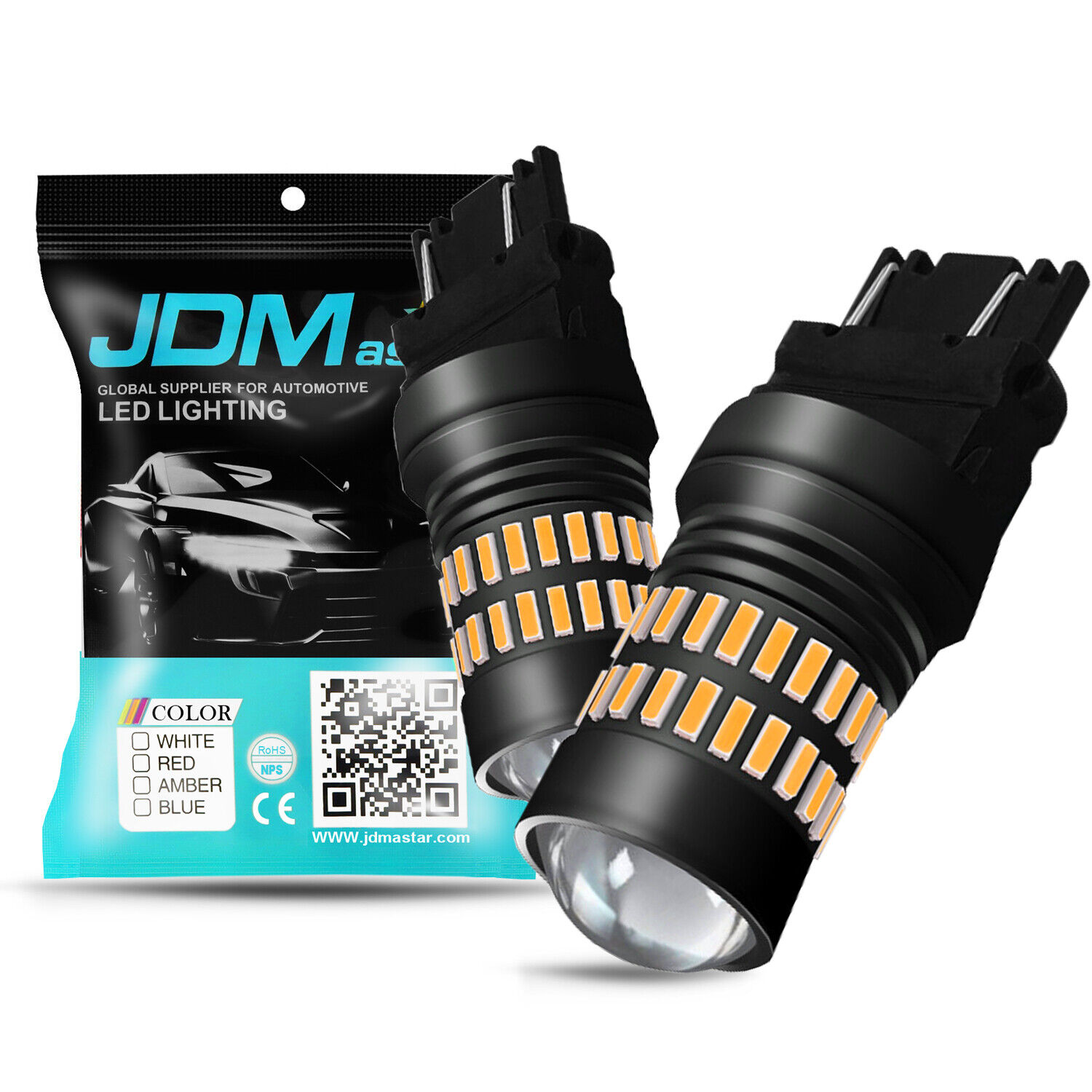 JDM ASTAR 48 SMD 3157 3156 Yellow LED Turn Signal Parking Light Bulbs