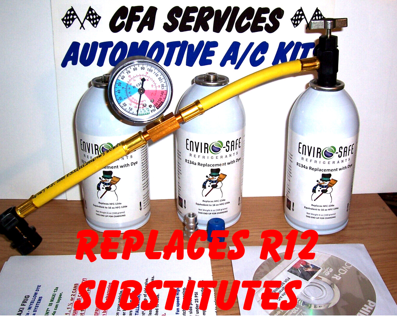 1995-OLDER AUTO A/C RECHARGE KIT ENVIROSAFE / Universal Refrigerant Replacement