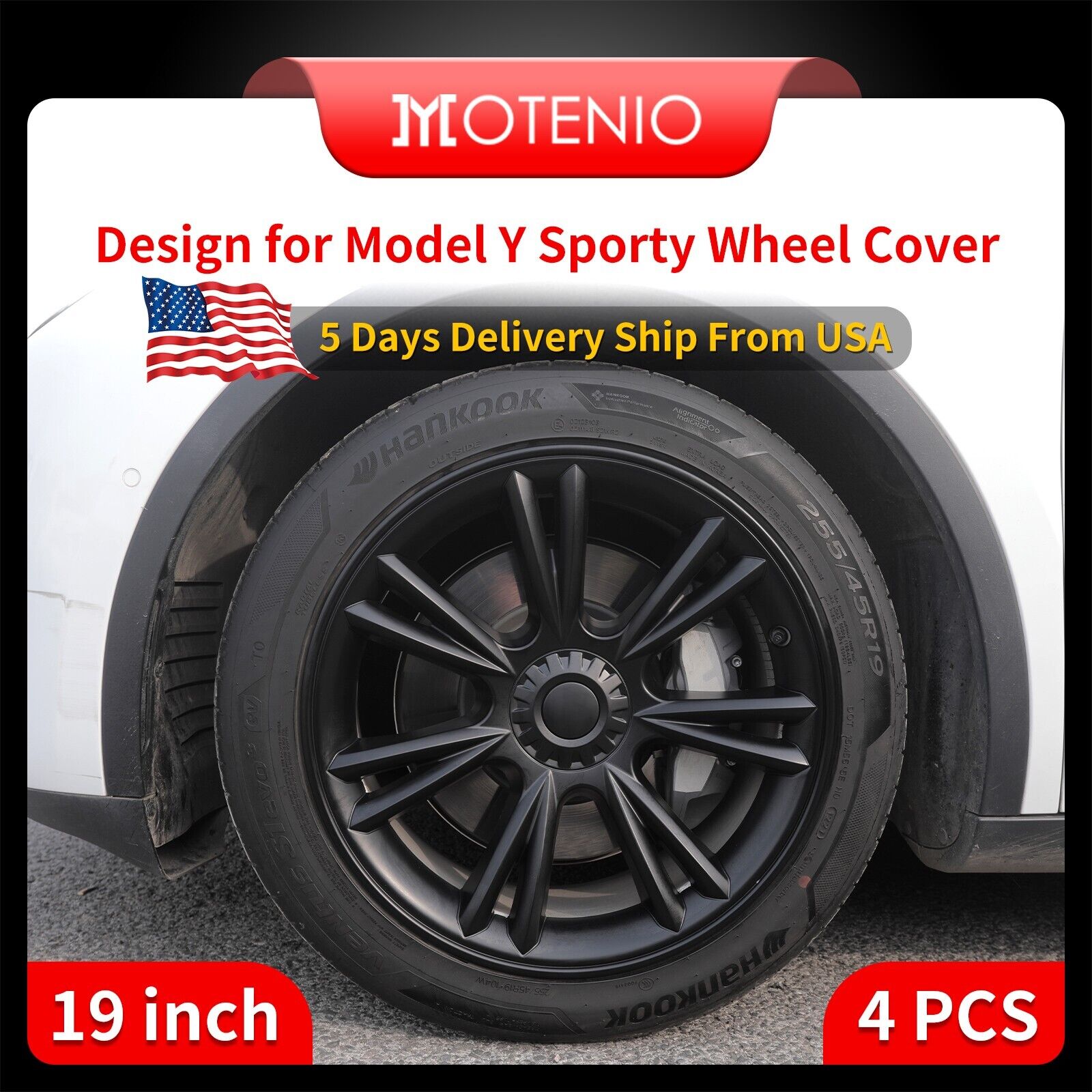 Model Y Wheel Covers 19 inch for Tesla 4PCS Sporty Hubcap Replacement Hub Cap