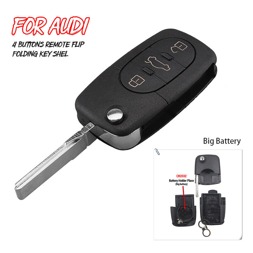 4 Buttons Remote Flip Folding Key Shell Case For Audi A4 A6 A8 TT 3+1 Panic