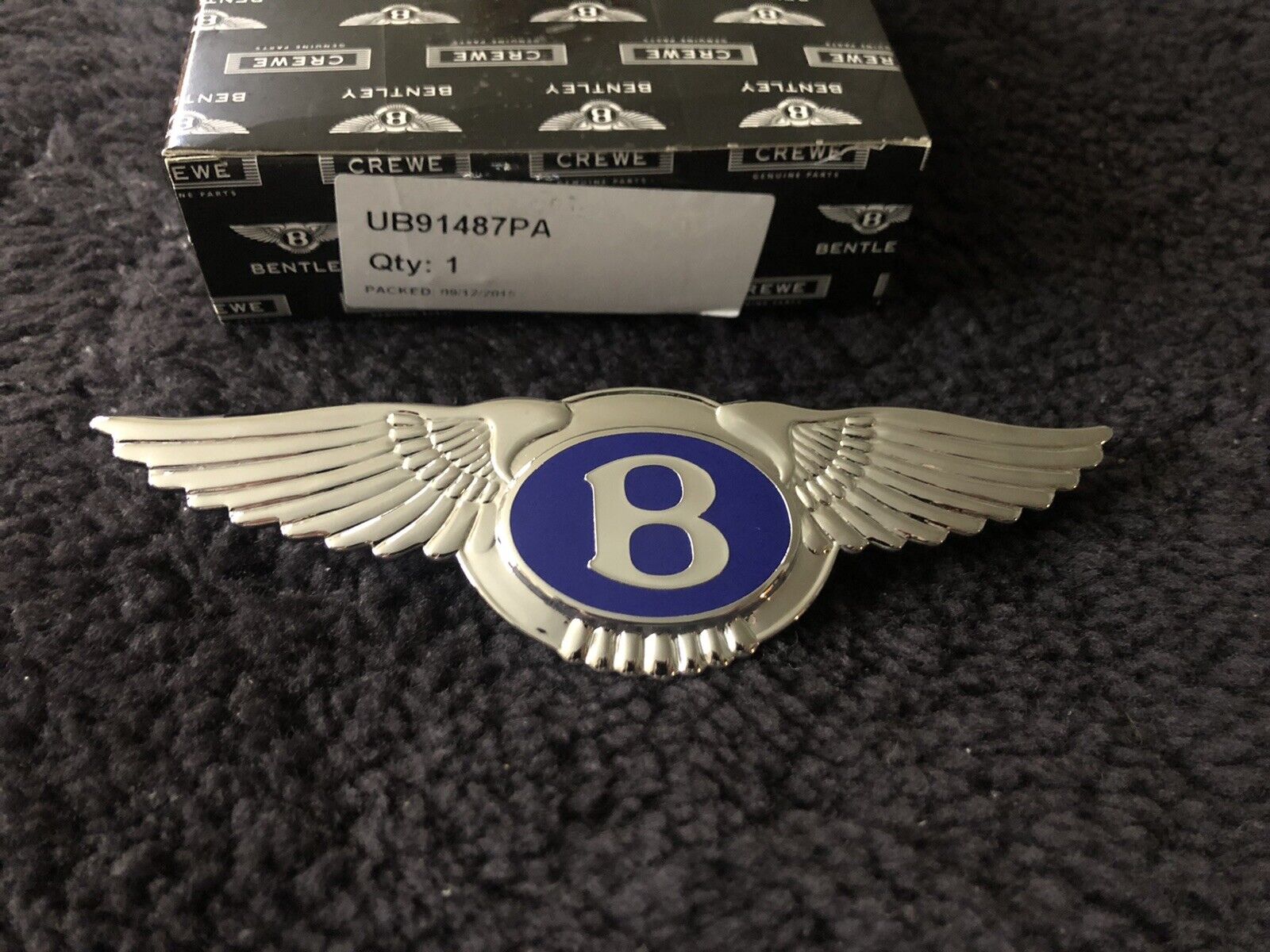 Bentley Azure 1996-03 Winged B Bentley Blue Radiator Shell Badge UB91487PA OEM