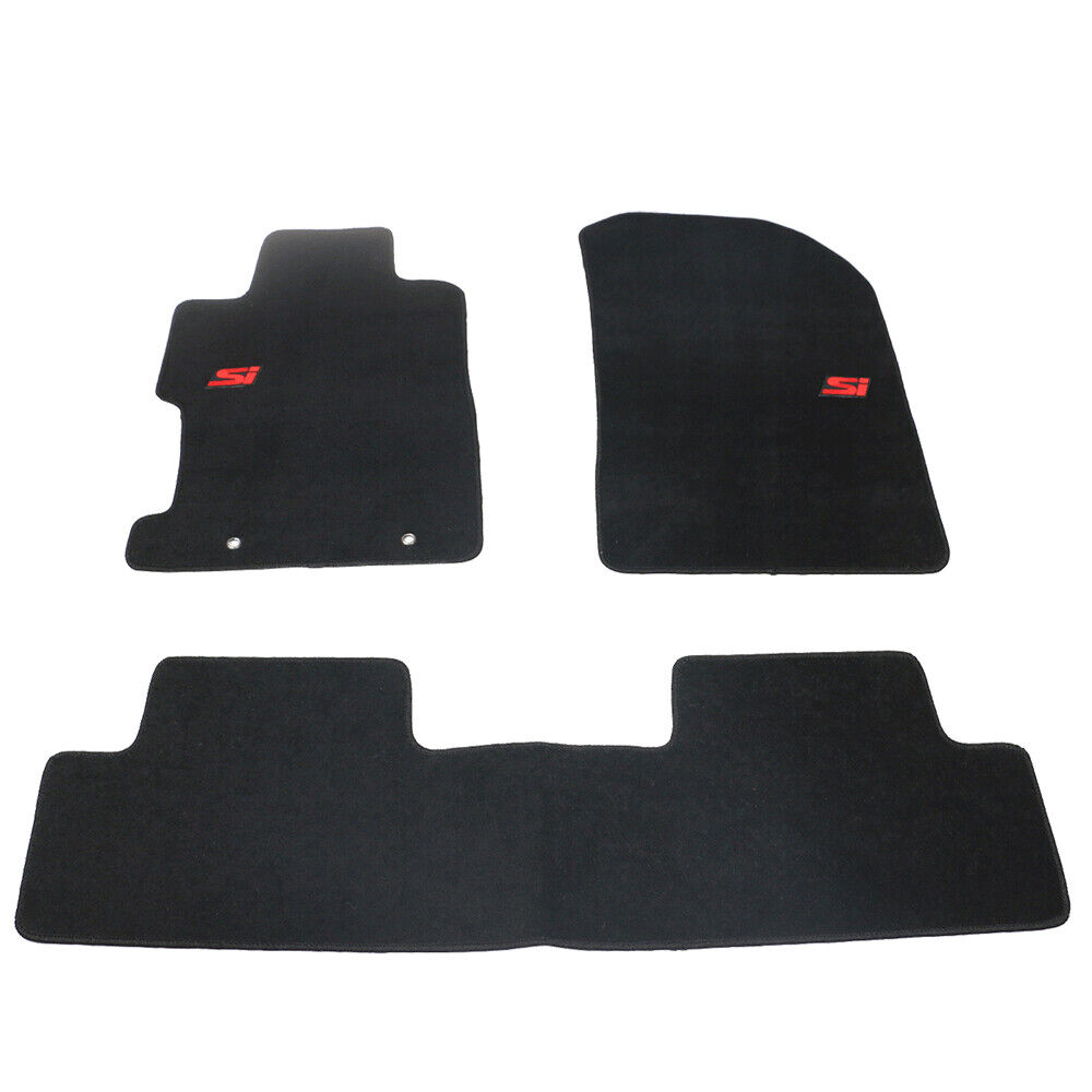 For 06-11 Honda Civic 2Dr 4Dr Floor Mats Carpets Front & Rear Nylon Black w/ SI