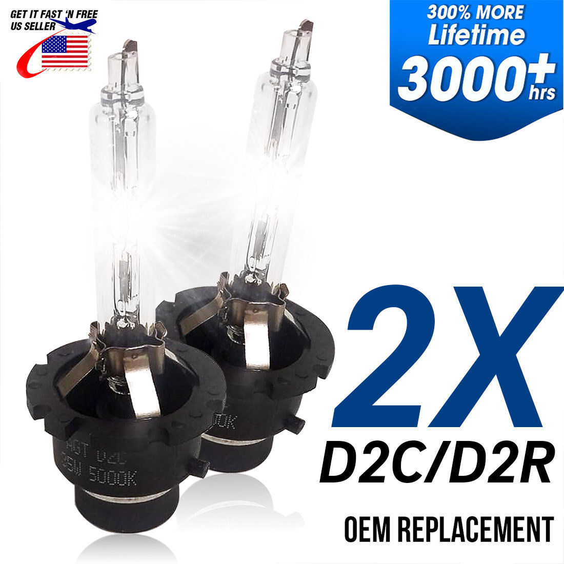 D2C D2S D2R Fits Osram Philips OEM Replacement HID Headlight Xenon Lamp 2 Bulbs